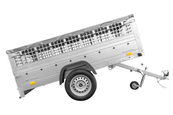 GRANDE REMORQUE 230X125 AVEC BÂCHE PLATE, RIDELLES GRILLAGÉES, ROUE JOCKEY ET TIGES DE SUPPORT BÂCHE – GARDEN TRAILER 230 KIPP – Image 2