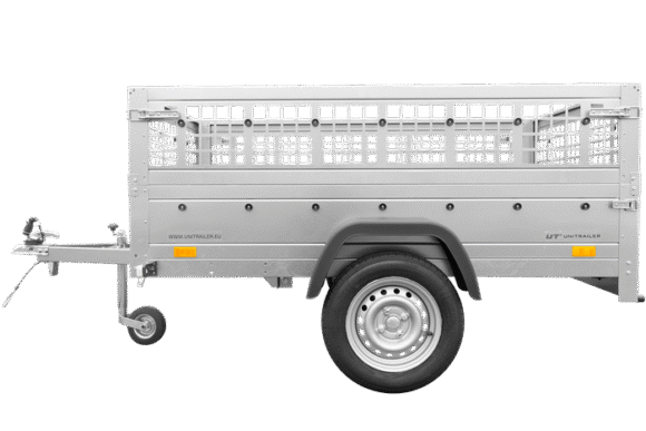 REMORQUE BASCULANTE 200X125 AVEC RIDELLES GRILLAGÉES ET ROUE JOCKEY – GARDEN TRAILER 201 KIPP