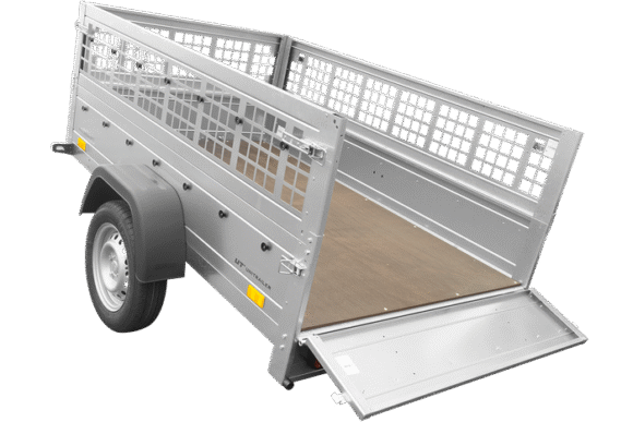 REMORQUE BASCULANTE 200X125 AVEC RIDELLES GRILLAGÉES ET ROUE JOCKEY – GARDEN TRAILER 201 KIPP – Image 2