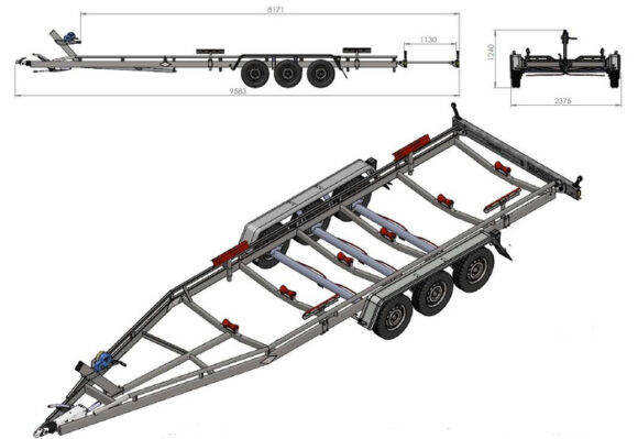 REMORQUE BATEAUX POUR LE TRANSPORT DE BATEAUX UNITRAILER SAIL 3500/3 PTAC 3500 KG