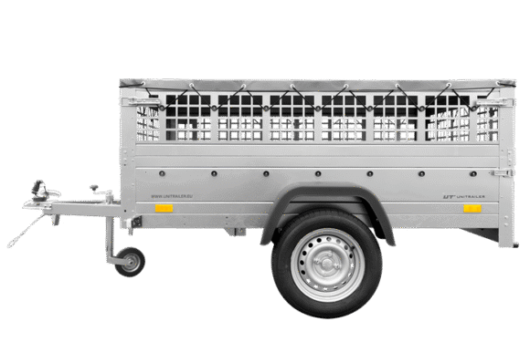 REMORQUE VOITURE UTILITAIRE 200X125 AVEC BÂCHE PLATE, RIDELLES GRILLAGÉES ET ROUE JOCKEY – GARDEN TRAILER 201 KIPP – Image 2